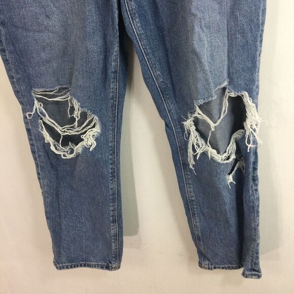 American Eagle Womens Strigid Ripped Knees Mom Denim Jeans Blue Size 14 Short - Picture 3 of 9